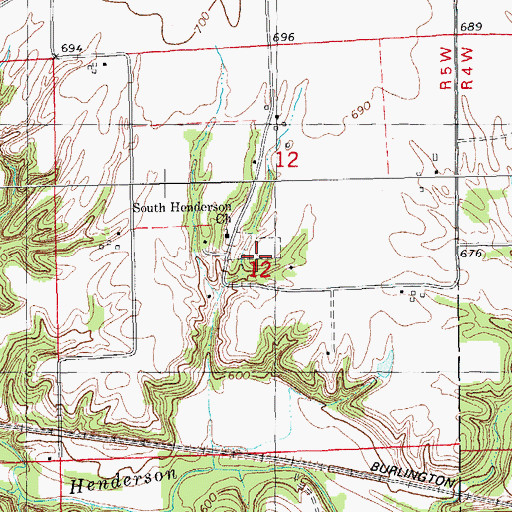 Topographic Map of South Henderson Cemetery, IL