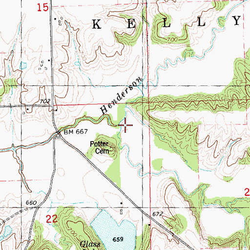 Topographic Map of South Henderson Creek, IL