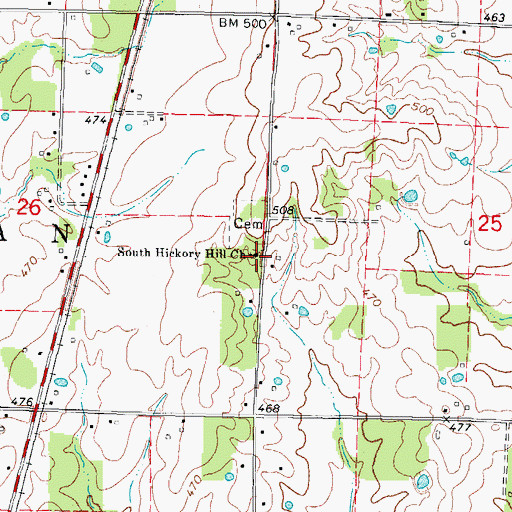 Topographic Map of South Hickory Hill Church, IL