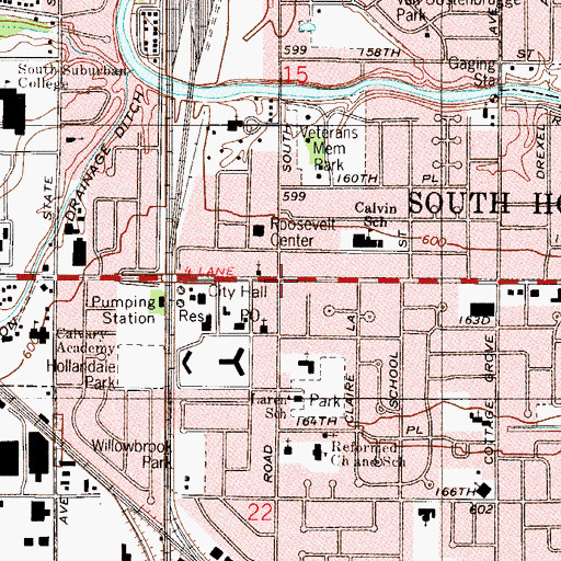 Topographic Map of South Holland, IL