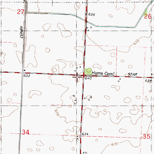 Topographic Map of South Hume School (historical), IL