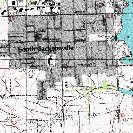 Topographic Map of South Jacksonville, IL