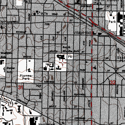 Topographic Map of South Middle School, IL