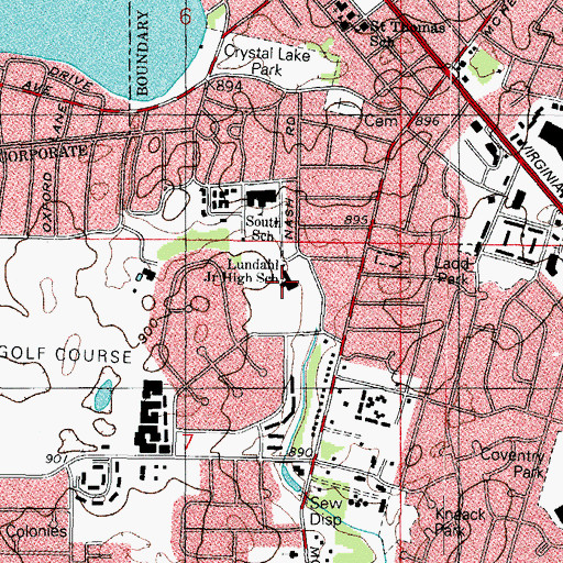 Topographic Map of Lundahl Junior High School, IL