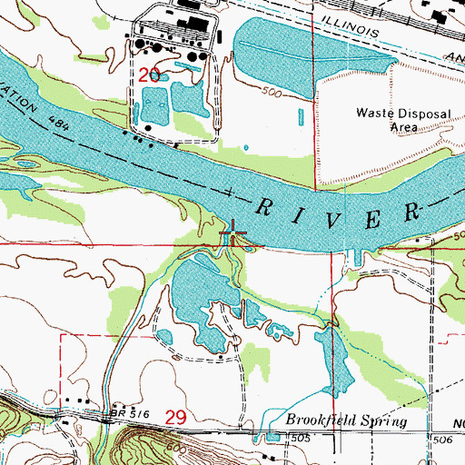 Topographic Map of South Kickapoo Creek, IL