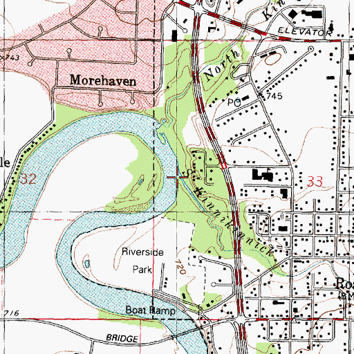 Topographic Map of South Kinnikinnick Creek, IL