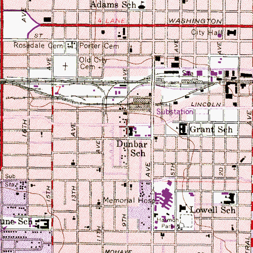 Topographic Map of Dunbar Elementary School, AZ