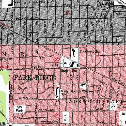 Topographic Map of South Park, IL