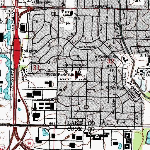 Topographic Map of South Park Elementary School, IL
