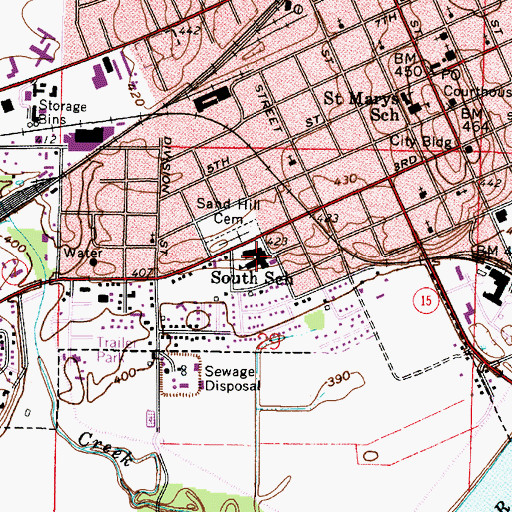 Topographic Map of South Elementary School, IL