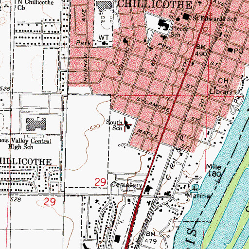 Topographic Map of South Elementary School, IL