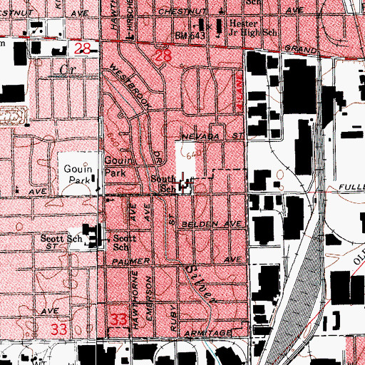 Topographic Map of South Elementary School, IL