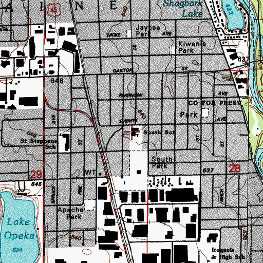 Topographic Map of South Elementary School, IL