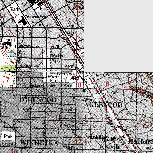 Topographic Map of South Elementary School, IL