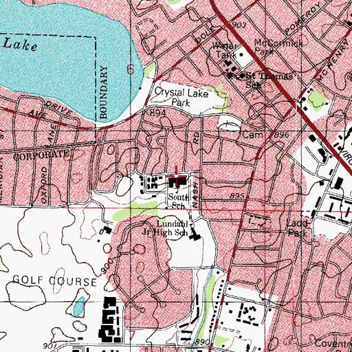 Topographic Map of South Elementary School, IL