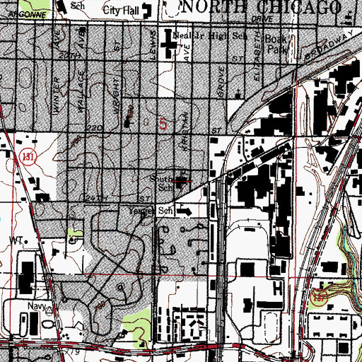 Topographic Map of South Elementary School, IL