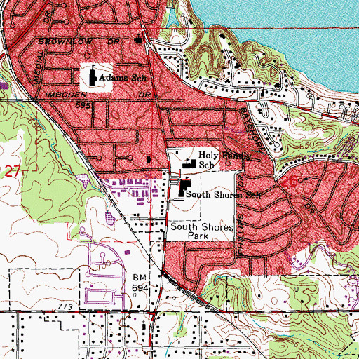 Topographic Map of South Shores Elementary School, IL