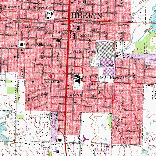 Topographic Map of South Side Elementary School, IL