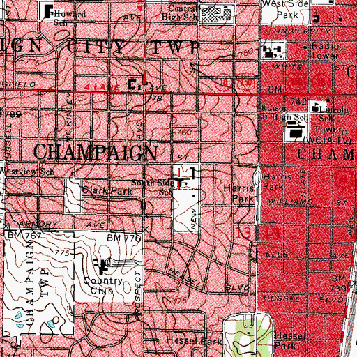 Topographic Map of South Side Elementary School, IL