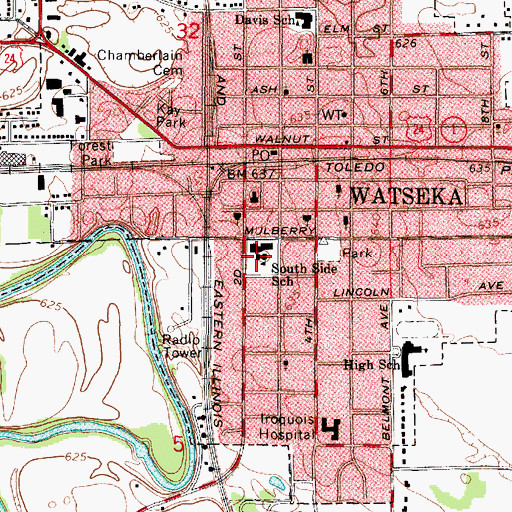 Topographic Map of South Side School, IL