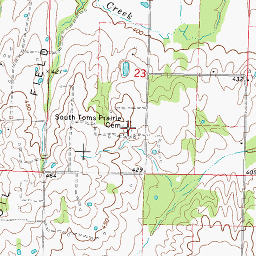 Topographic Map of South Toms Prairie Cemetery, IL