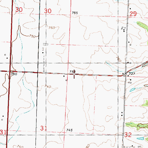Topographic Map of Southampton School (historical), IL