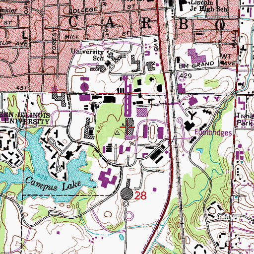 Topographic Map of Southern Illinois University, IL