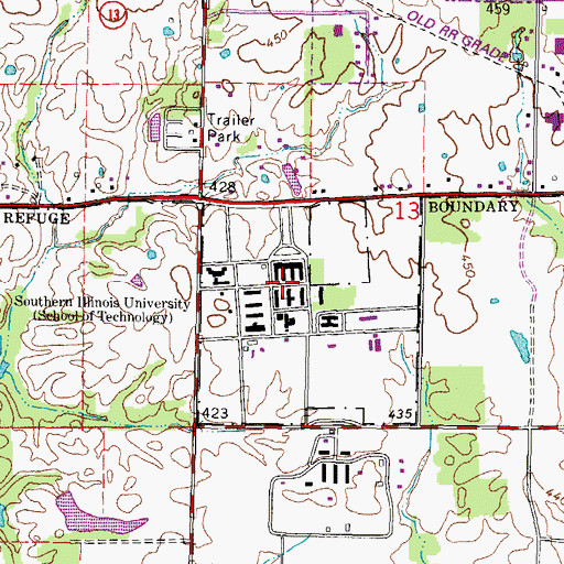 Topographic Map of Southern Illnois University, IL