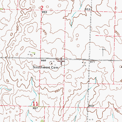 Topographic Map of Norwegian Lutheran Cemetery, IL