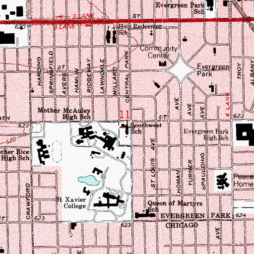 Topographic Map of Southwest Elementary School, IL