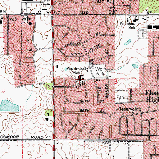 Topographic Map of Southwood School, IL