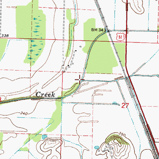 Topographic Map of Sow Creek, IL