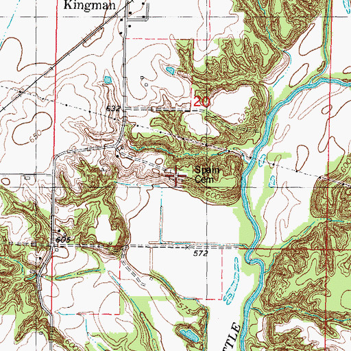 Topographic Map of Spain Cemetery, IL