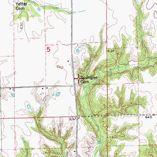 Topographic Map of Spangler Cemetery, IL