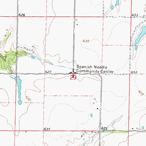 Topographic Map of Spanish Needle Community Center, IL