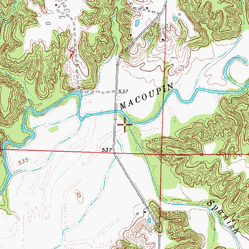 Topographic Map of Spanish Needle Creek, IL