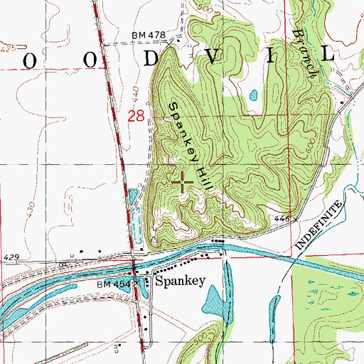 Topographic Map of Spankey Hill, IL