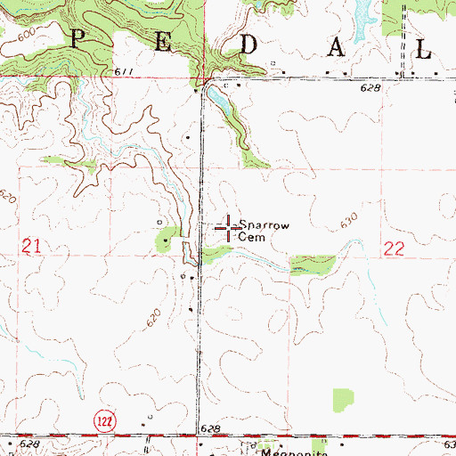 Topographic Map of Sparrow Cemetery, IL