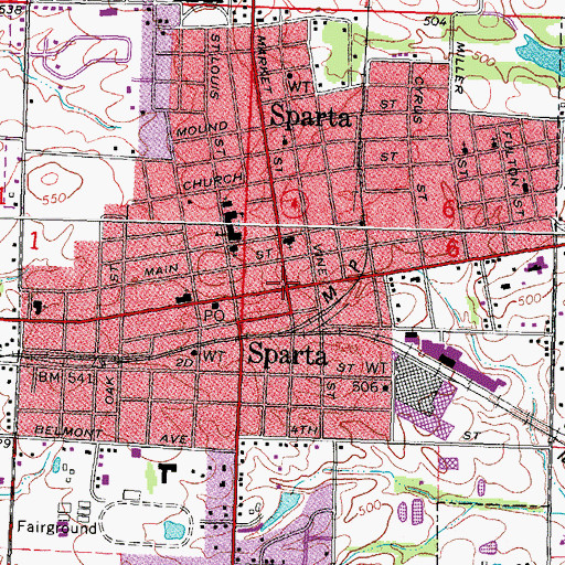 Topographic Map of Sparta, IL