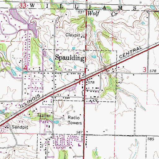 Topographic Map of Spaulding, IL
