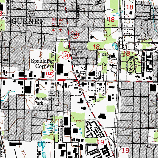 Topographic Map of Spaulding Corners, IL