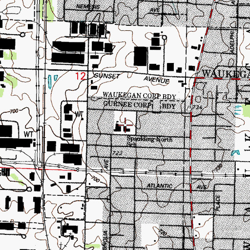 Topographic Map of Spaulding School, IL