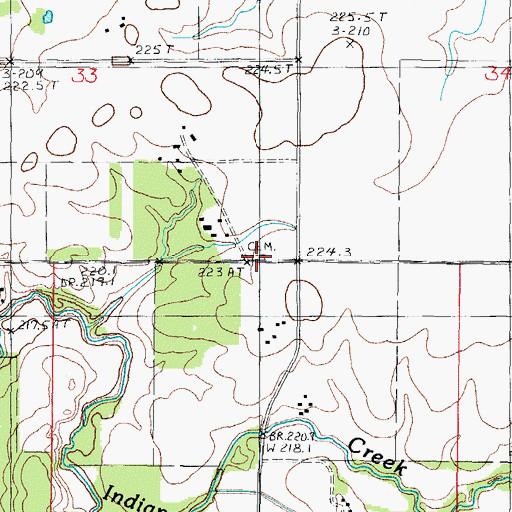 Topographic Map of Spence Cemetery, IL