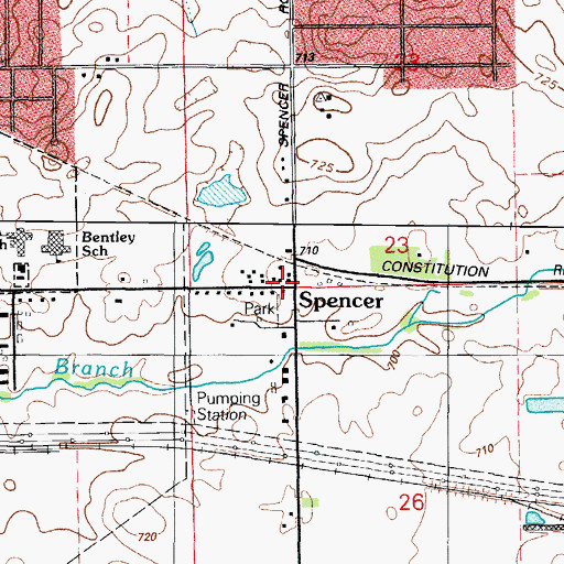 Topographic Map of Spencer, IL