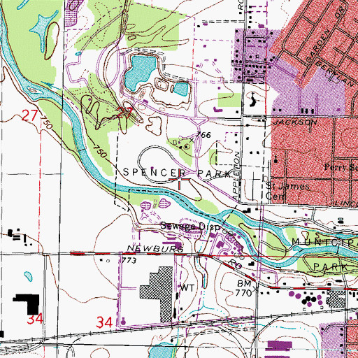 Topographic Map of Spencer Park, IL