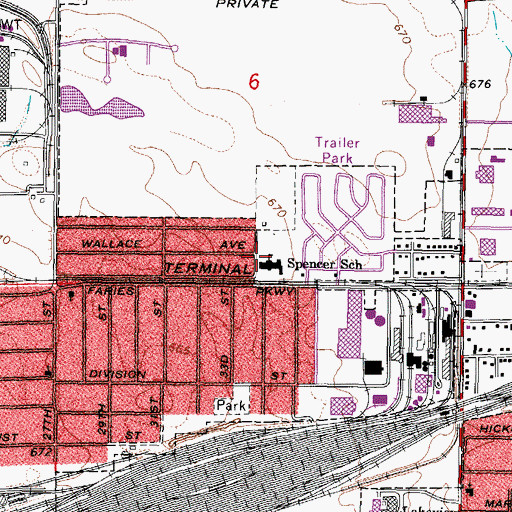 Topographic Map of Spencer School, IL
