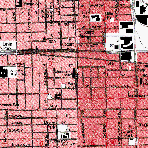Topographic Map of Spencer Elementary School, IL