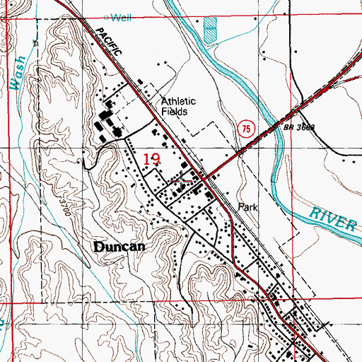 Topographic Map of Duncan, AZ