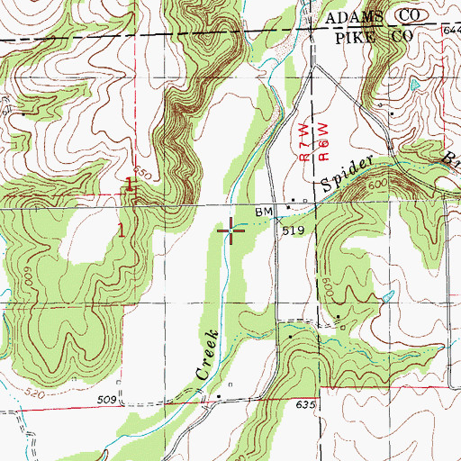 Topographic Map of Spider Branch, IL