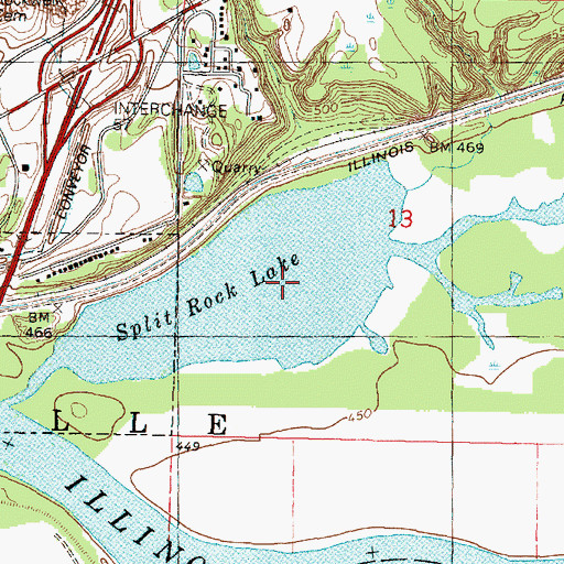 Topographic Map of Split Rock Lake, IL